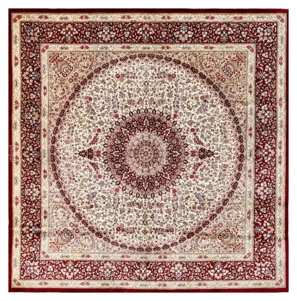 Ghom Seidenteppich signiert „Razavi“ 193 x 193 cm Seide auf Seidenkette H1