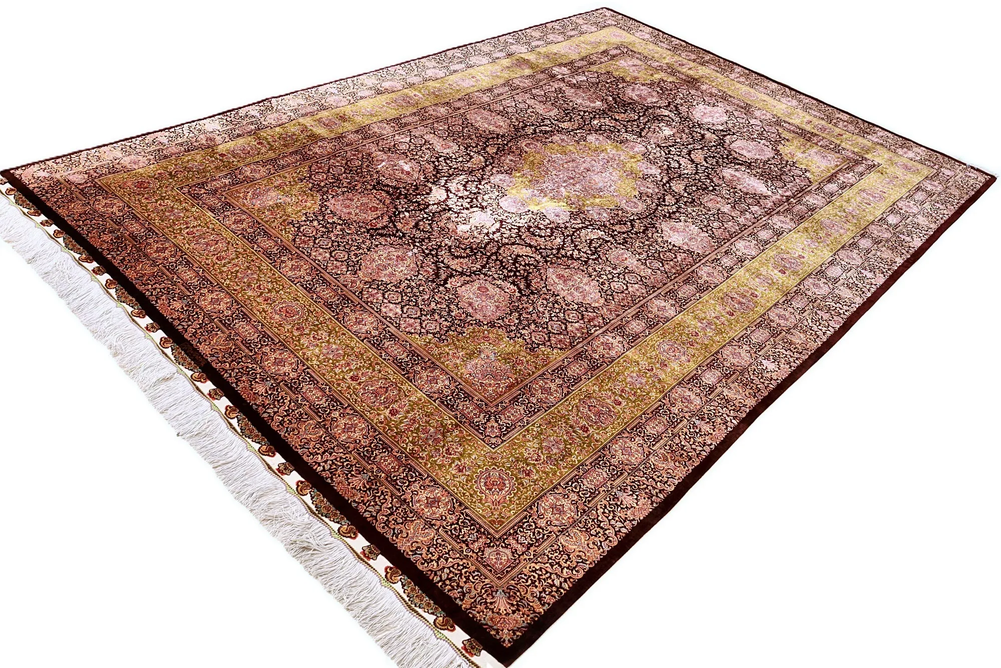 Ghom Seidenteppich signiert „Memarian“ 300 x 207 cm Seide auf Seidenkette H1