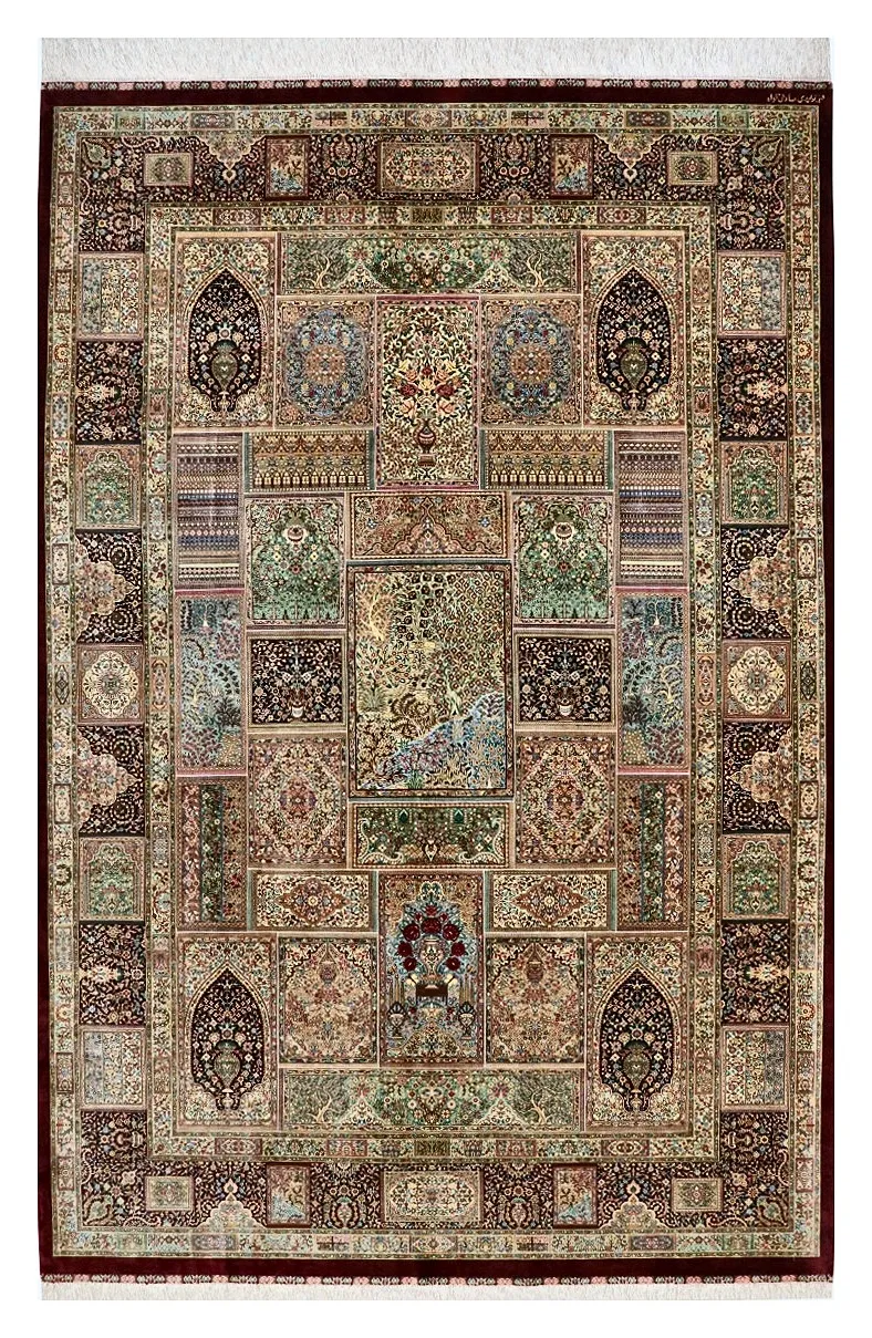 Ghom Seidenteppich 300 x 200 cm Seide auf Seidenkette H1
