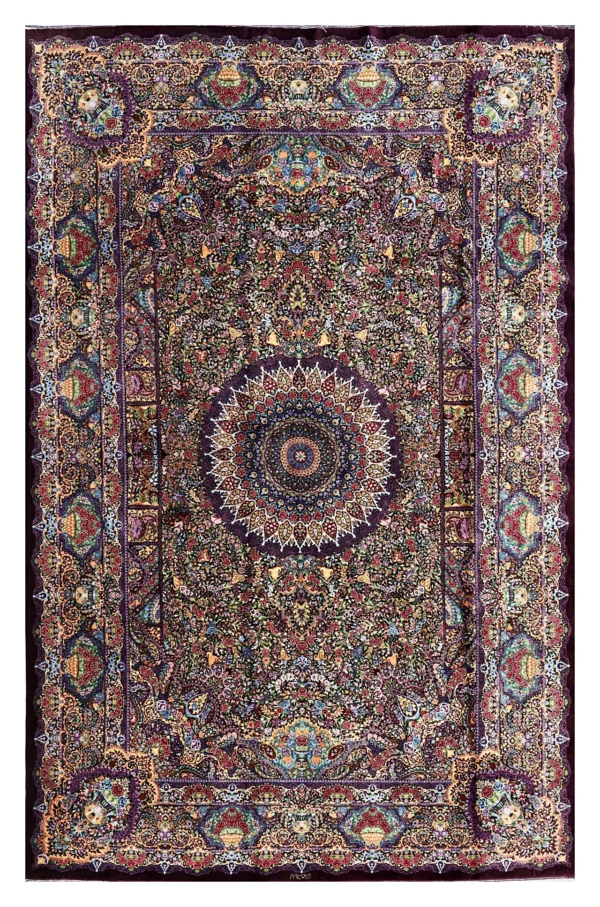 Ghom Seidenteppich signiert „Rahmani“ 298 x 193 cm Seide auf Seidenkette H1
