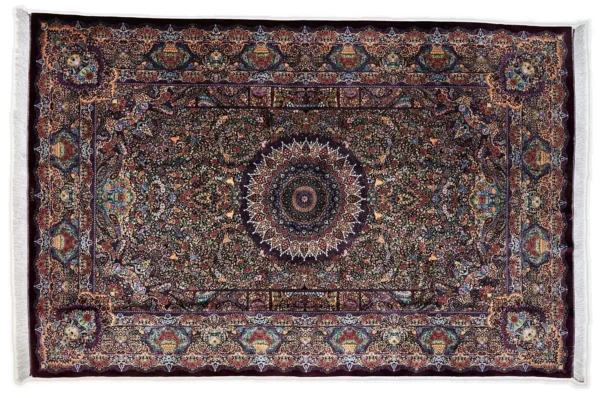 Ghom Seidenteppich signiert „Rahmani“ 298 x 193 cm Seide auf Seidenkette H1