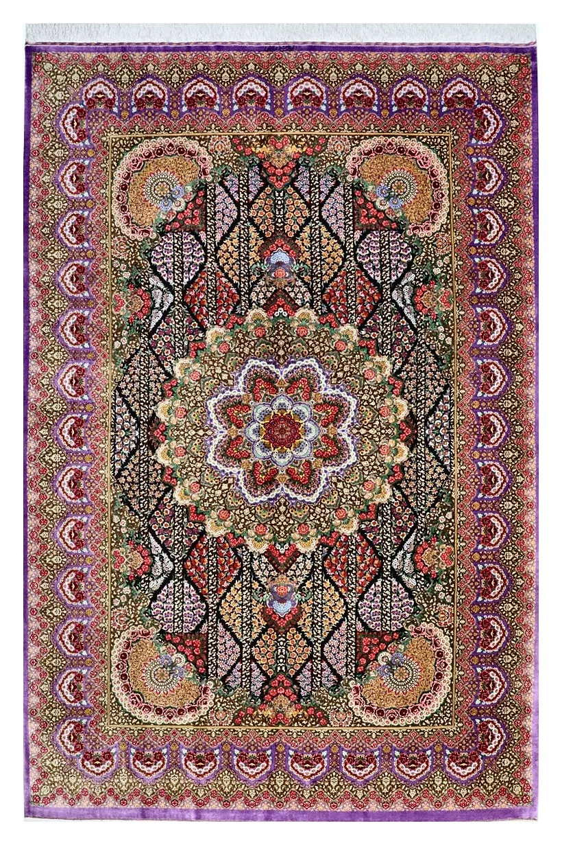 Ghom Seidenteppich signiert „Abbasi“ 295 x 200 cm Seide auf Seidenkette H1