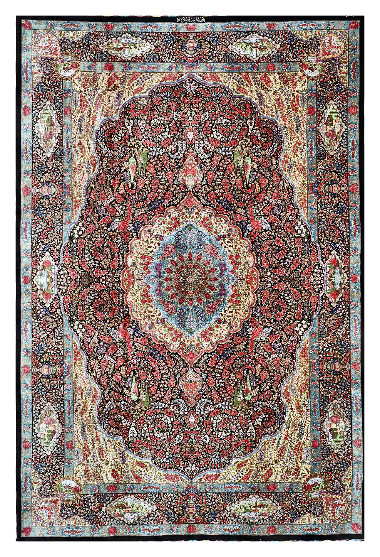 Ghom Seidenteppich signiert „Nader“ 300 x 200 cm Seide auf Seidenkette H1
