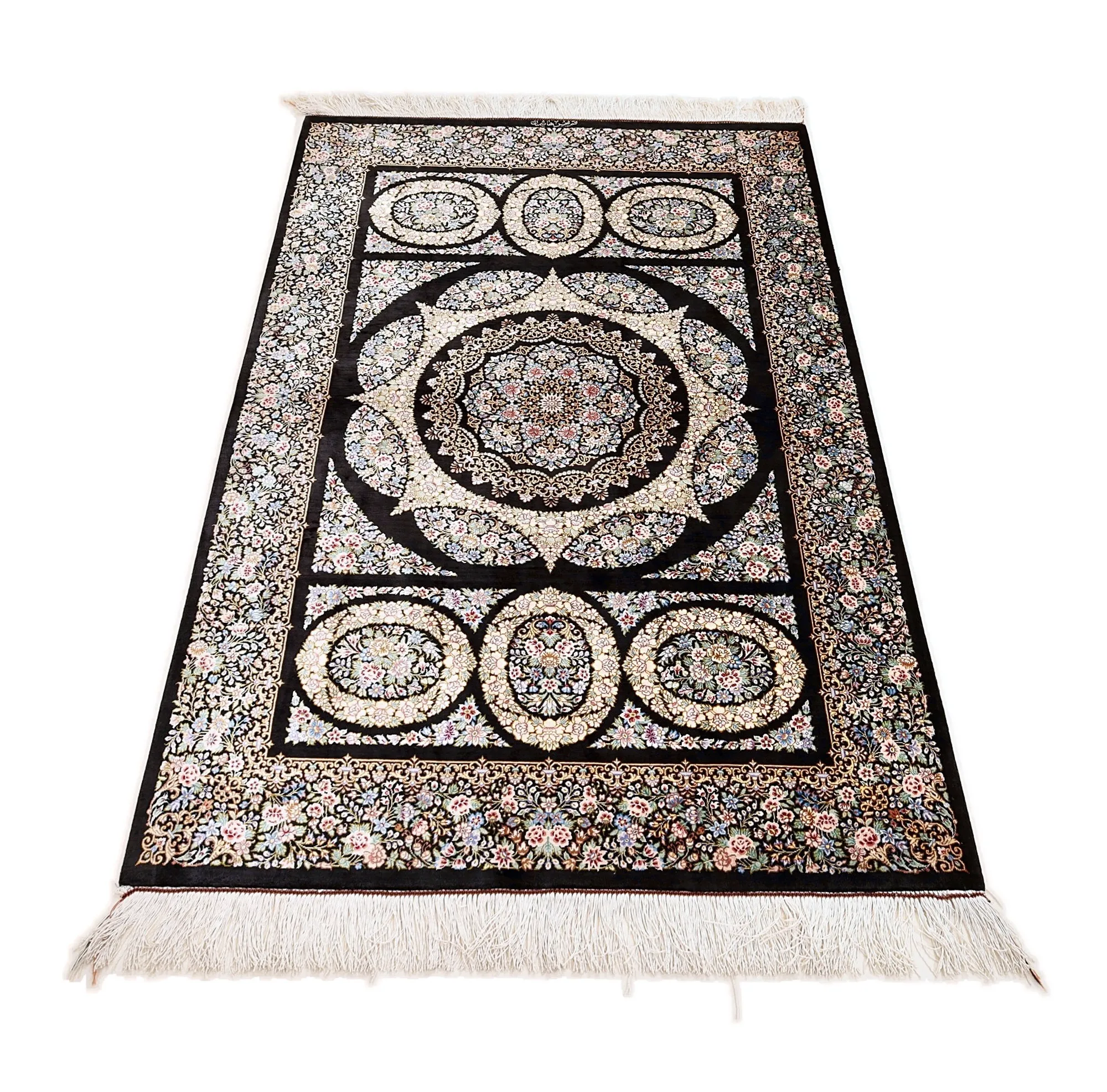Ghom Seidenteppich signiert „Hashemian“ 150 x 98 cm Seide auf Seidenkette