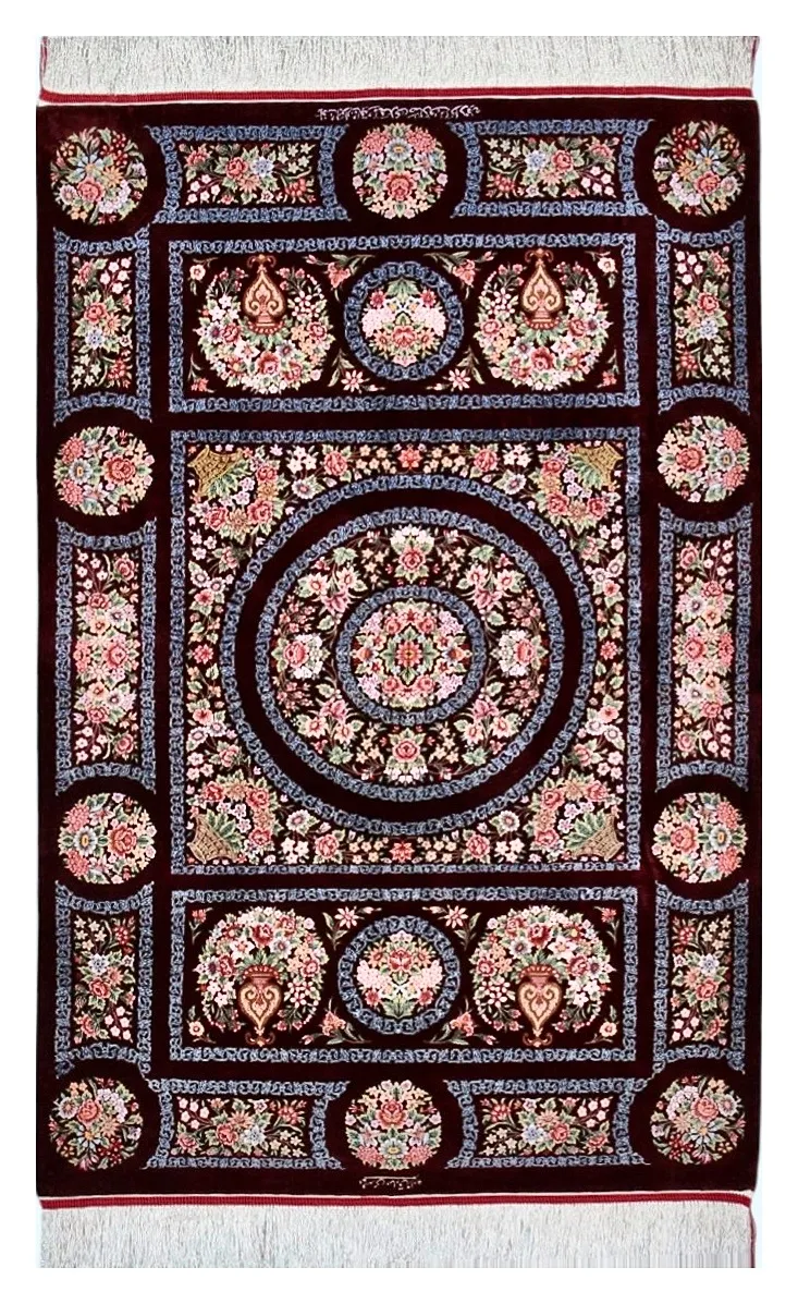 Ghom Seidenteppich signiert „Sadeghzadeh“ 153 x 98 cm Seide auf Seidenkette