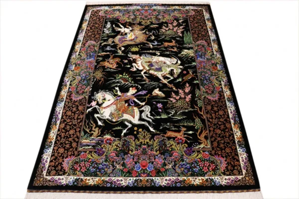 Ghom Seidenteppich signiert „Ali Sadra“ 200 x 137 cm Seide auf Seidenkette H1