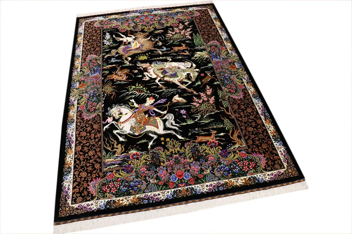 Ghom Seidenteppich signiert „Ali Sadra“ 200 x 137 cm Seide auf Seidenkette