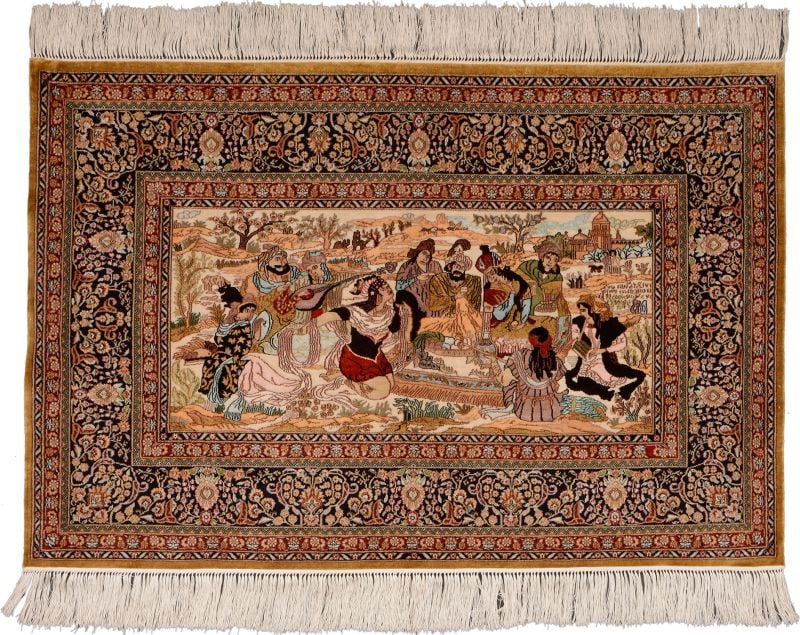 Orientteppich Hereke 63 x 95 cm Seide handgeknüpft super fein
