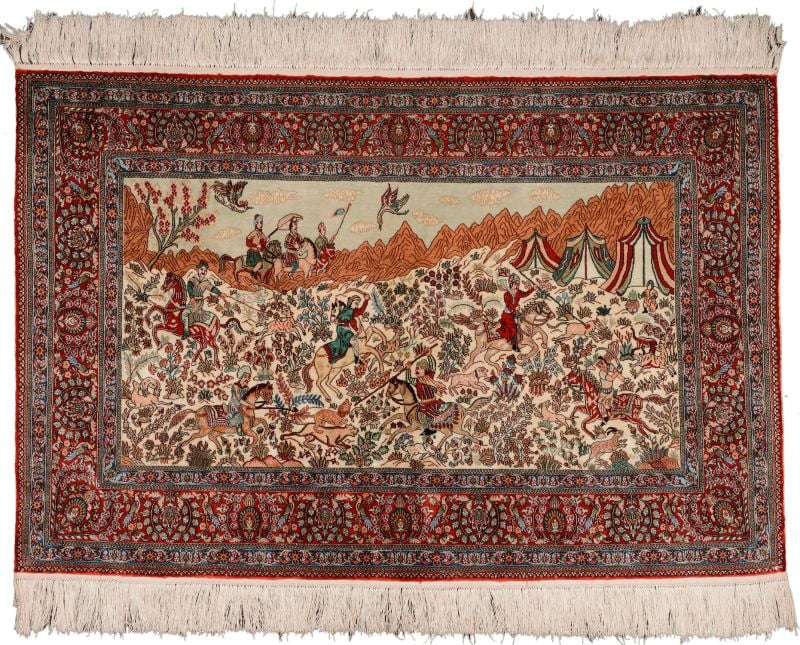 Orientteppich Hereke 63 x 94 cm Seide handgeknüpft exklusiv