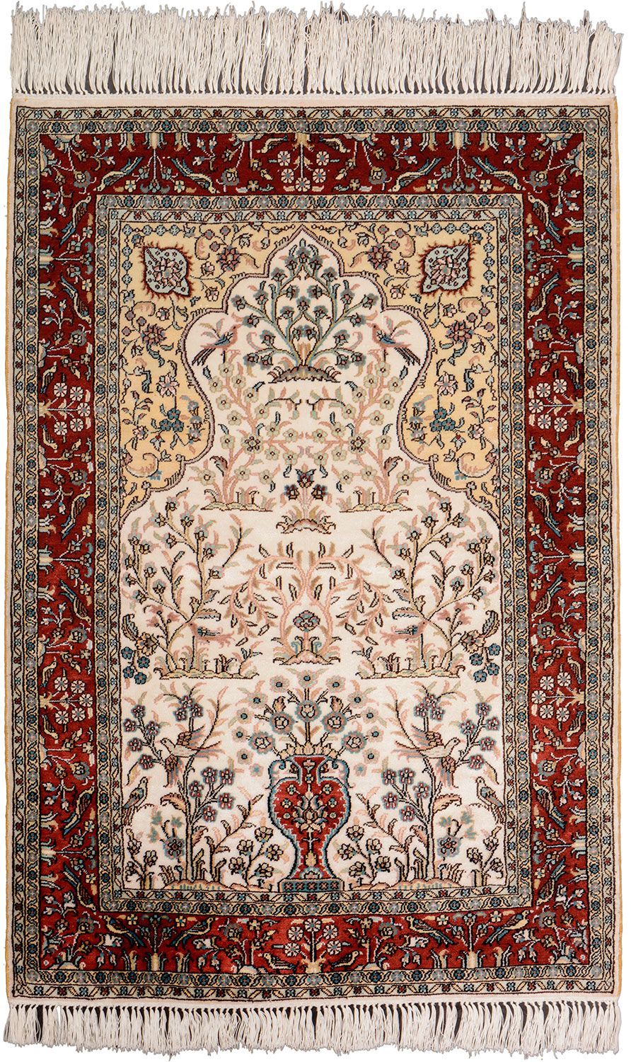 Orientteppich Hereke 63 x 93 cm Seide handgeknüpft