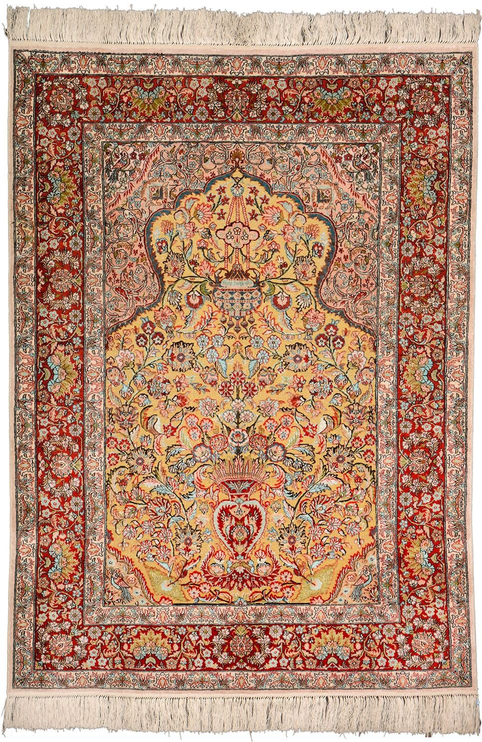 Orientteppich Hereke 104 x 142 cm Seide handgeknüpft
