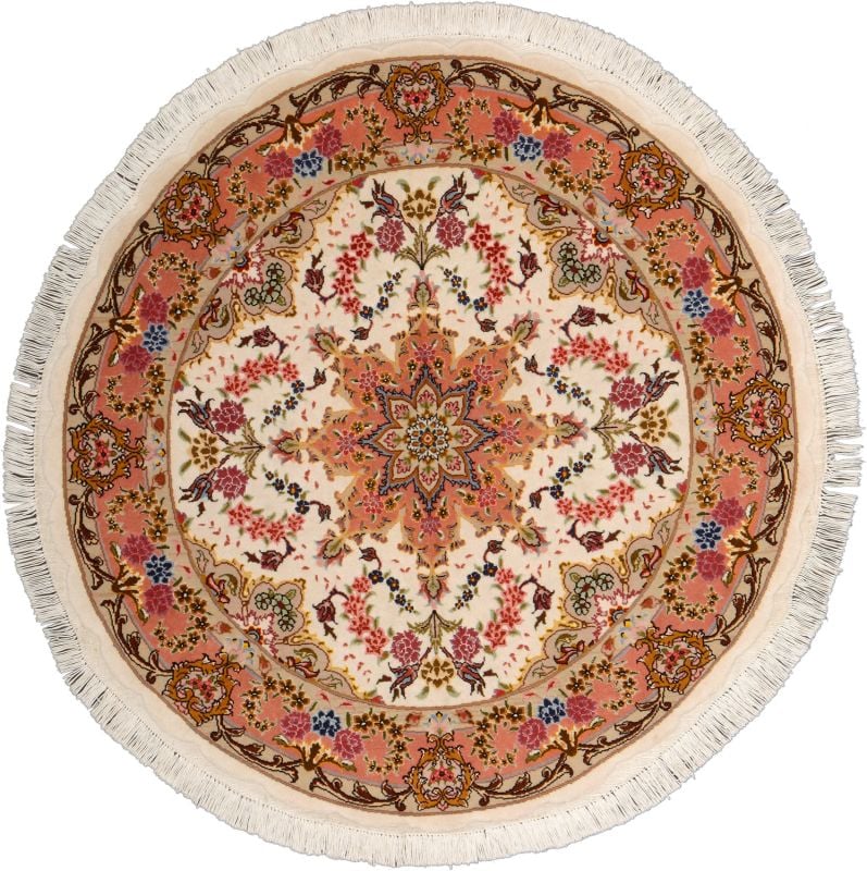 Perserteppich Täbriz 103 x 103 cm Schurwolle Seide handgeknüpft