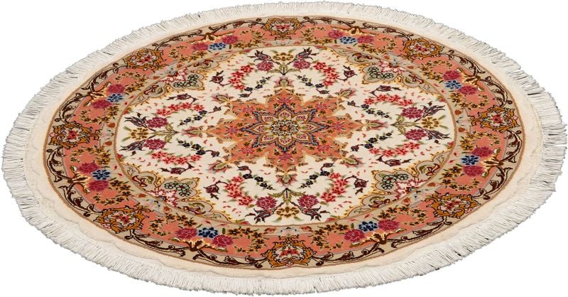 Perserteppich Täbriz 103 x 103 cm Schurwolle Seide handgeknüpft