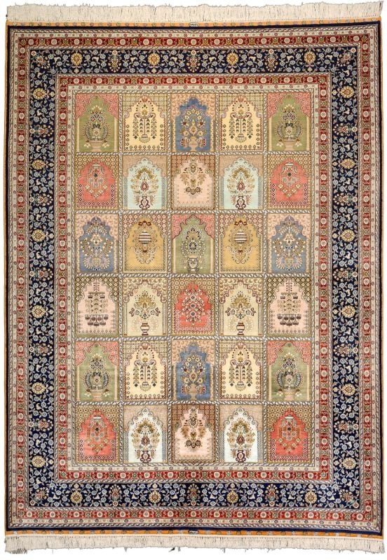 Orientteppich Ghom 172 x 235 cm Seide handgeknüpft Seidenglanz