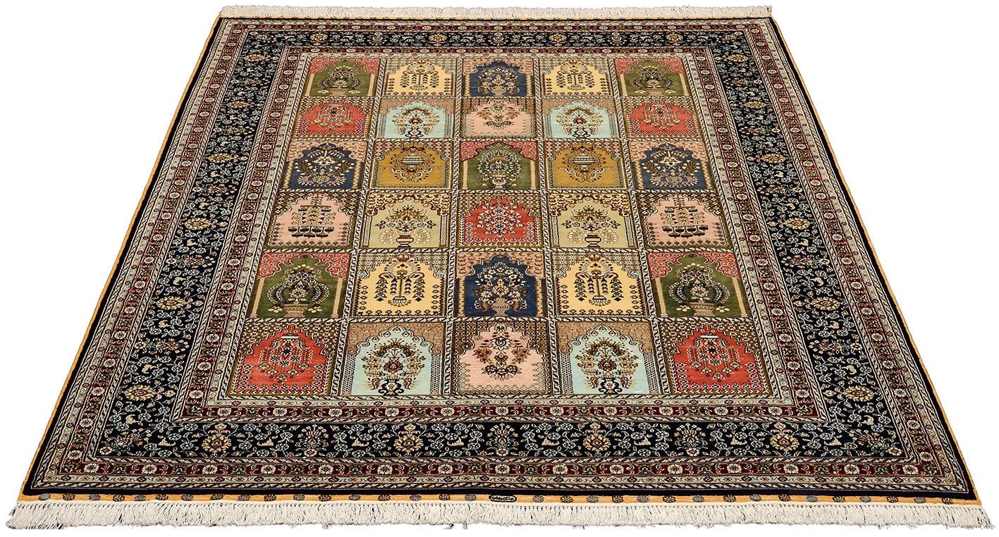 Orientteppich Ghom 172 x 235 cm Seide handgeknüpft Seidenglanz