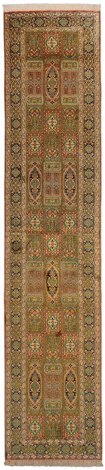 Orientteppich Kashmir 76 x 350 cm Seide handgeknüpft