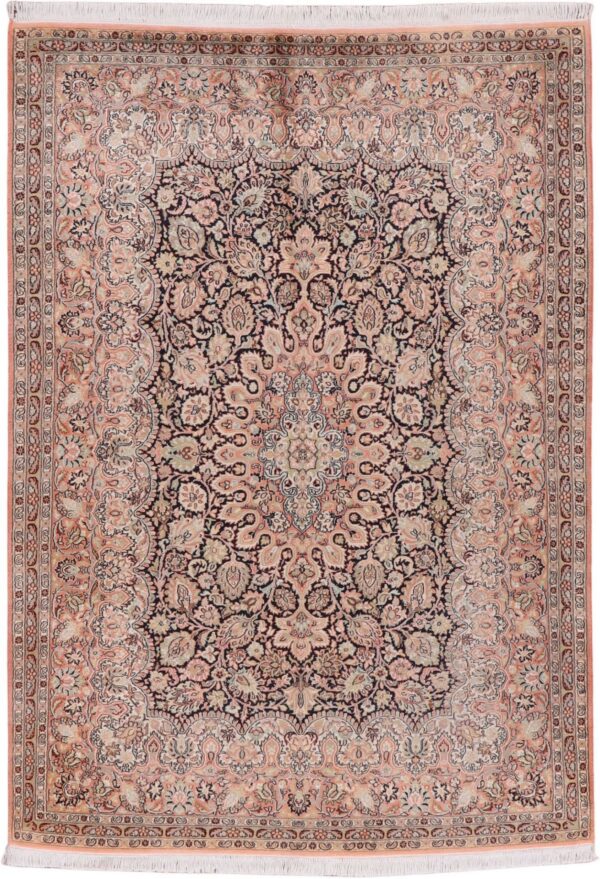 Orientteppich Indien 159 x 218 cm Seide handgeknüpft Vintage