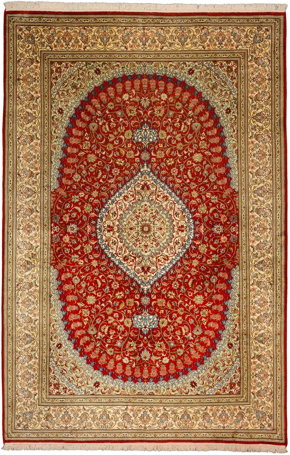 Orientteppich Kashmir 169 x 255 cm Seide handgeknüpft Pastell