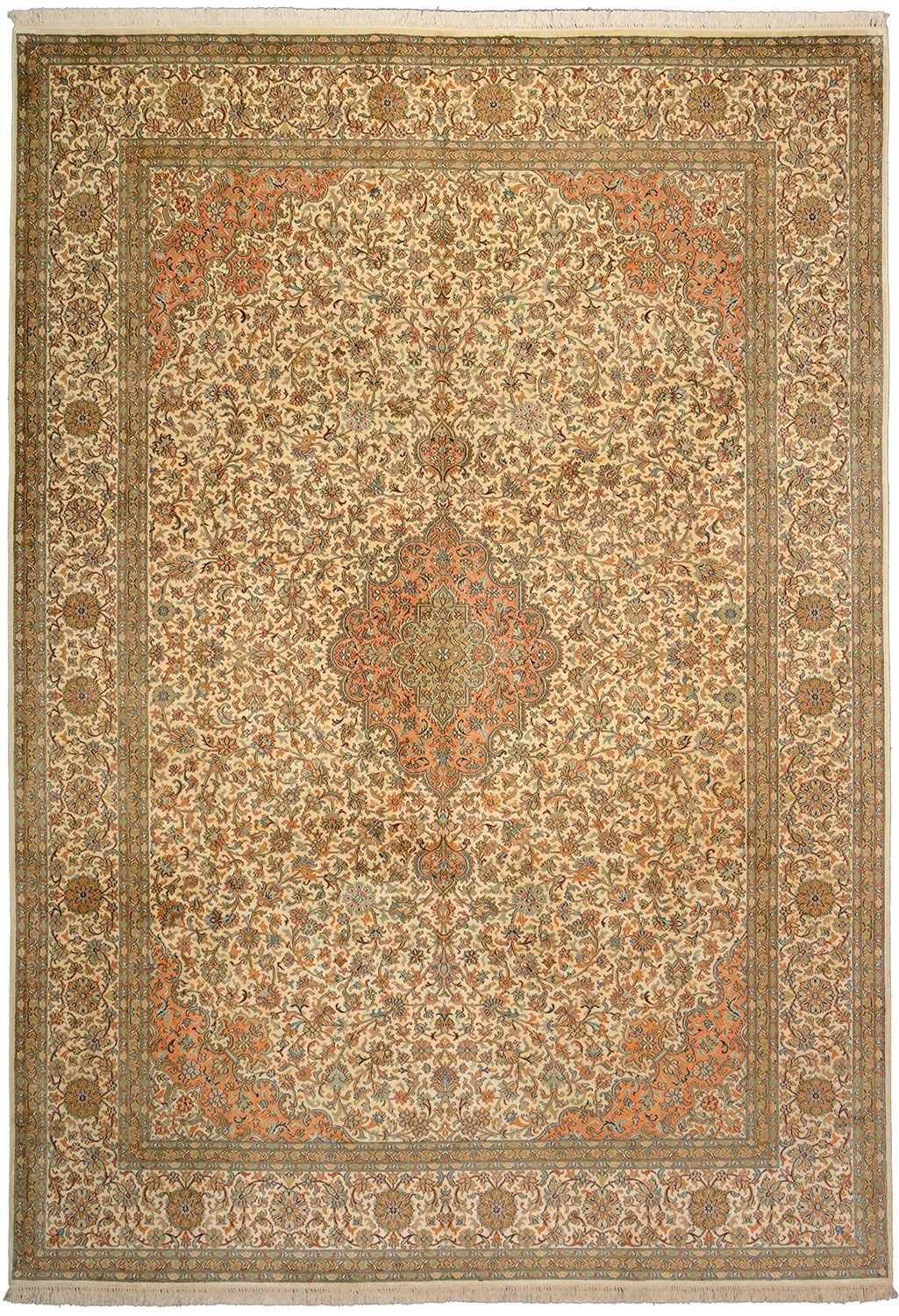 Orientteppich Kaschmir 221 x 313 cm Seide handgeknüpft Pastell