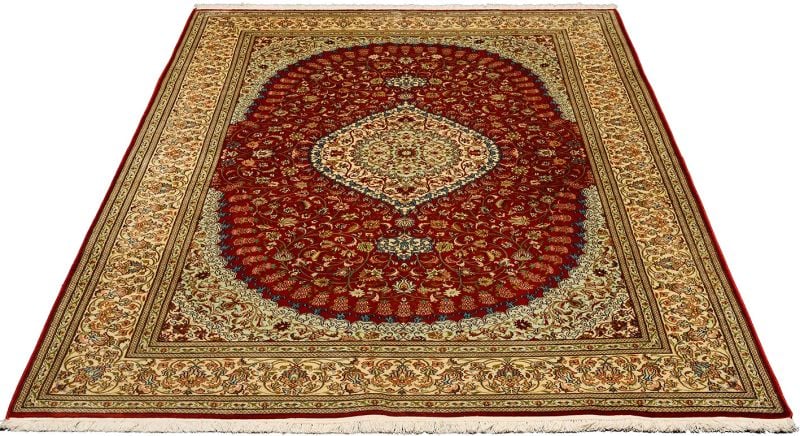 Orientteppich Kashmir 169 x 255 cm Seide handgeknüpft Pastell