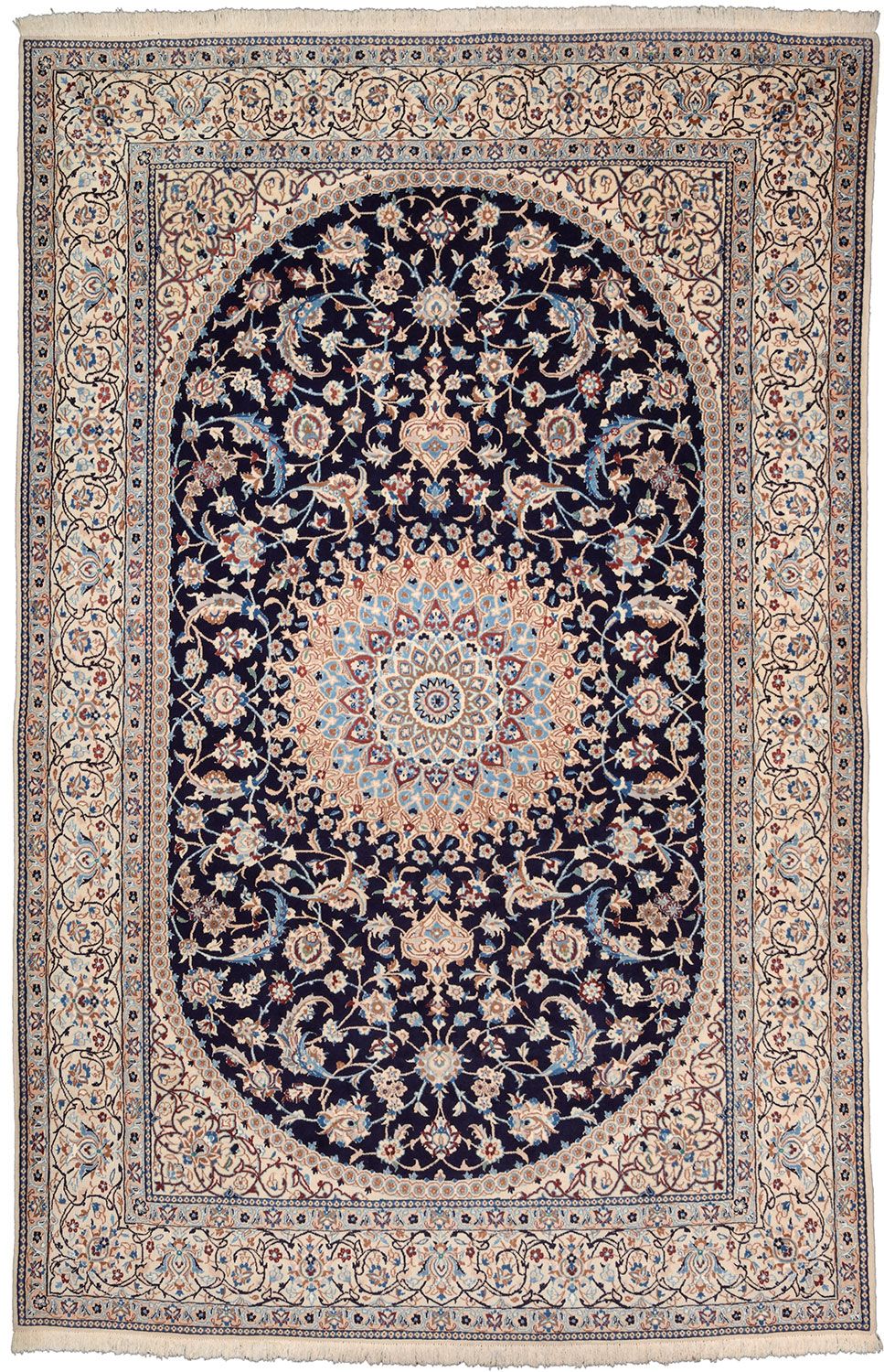 Perserteppich Nain 206 x 312 cm Schurwolle und Seide handgeknüpft