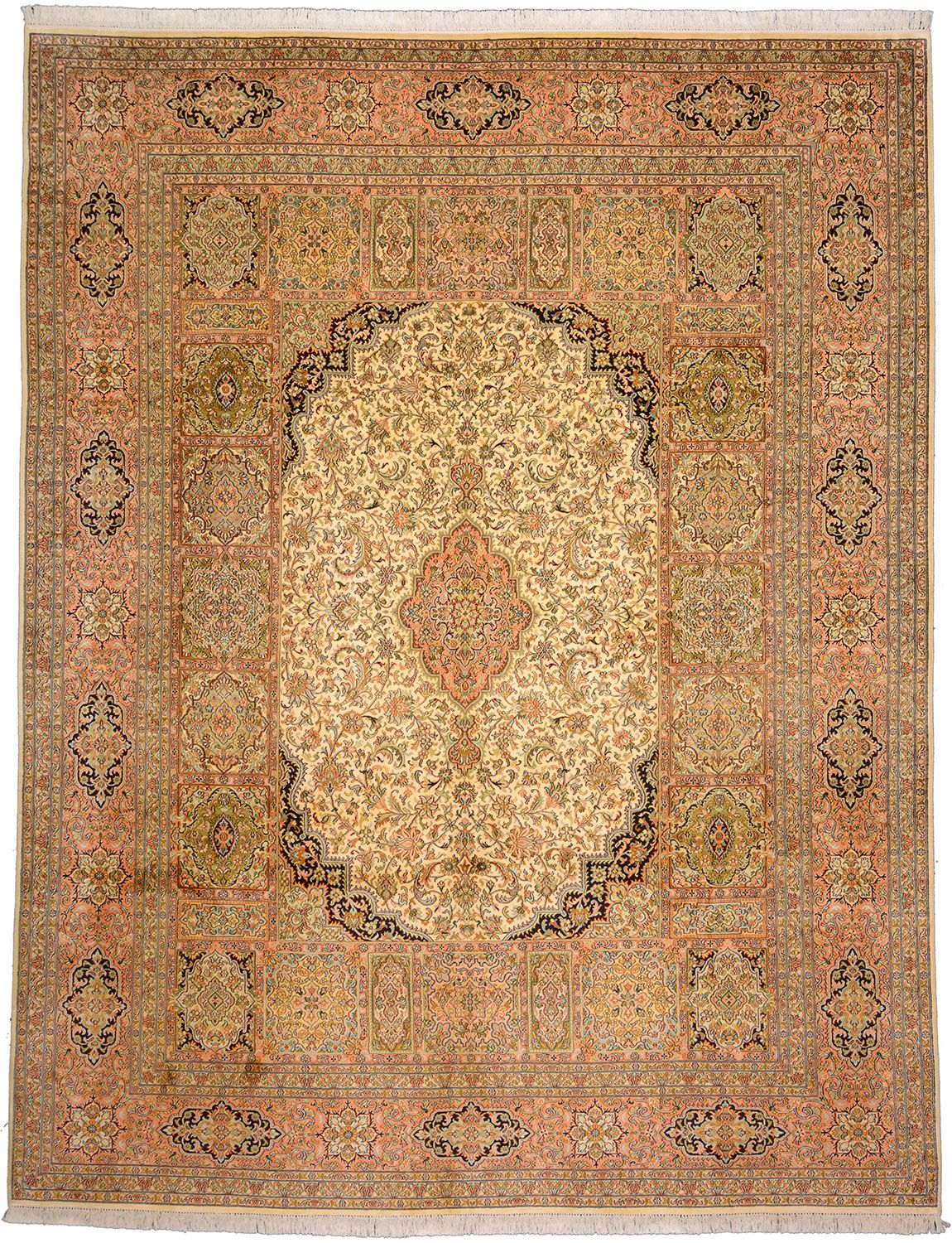 Orientteppich Kaschmir 246 x 315 cm Seide handgeknüpft