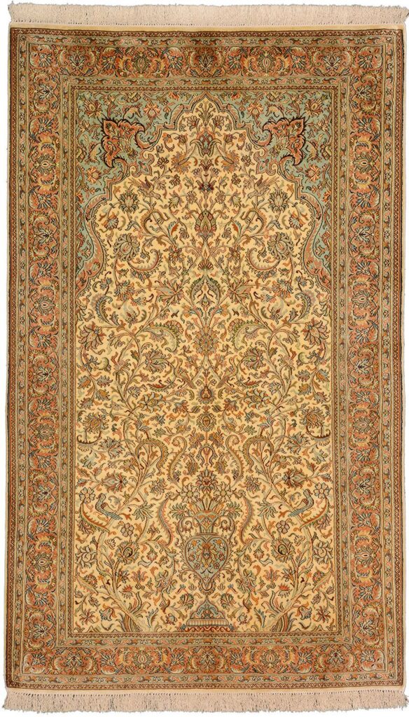 Orientteppich Indien 94 x 160 cm Seide handgeknüpft exklusiv