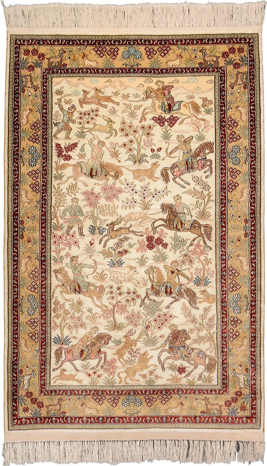 Orientteppich Hereke 82 x 126 cm Seide handgeknüpft