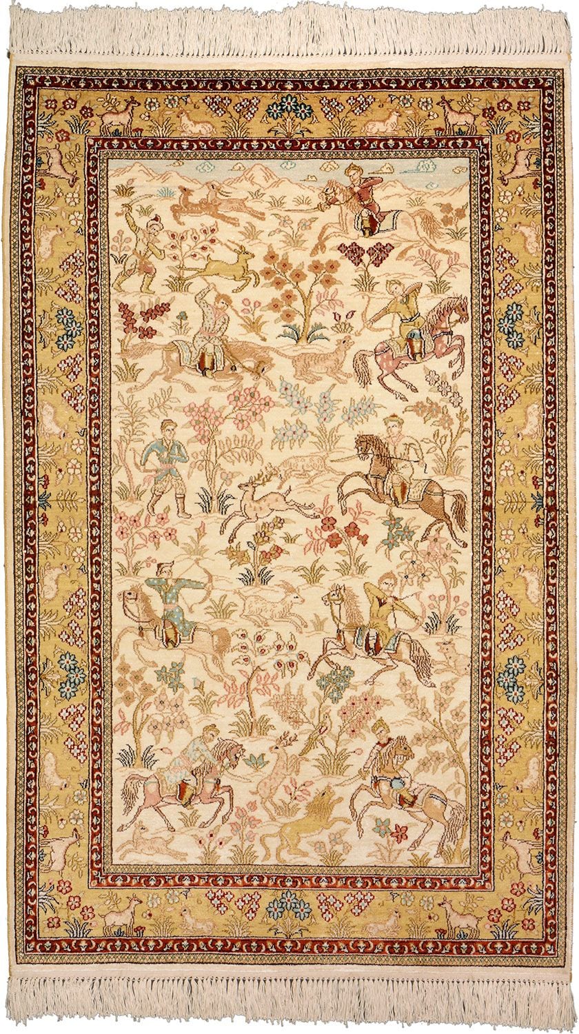 Orientteppich Hereke 81 x 130 cm Seide handgeknüpft