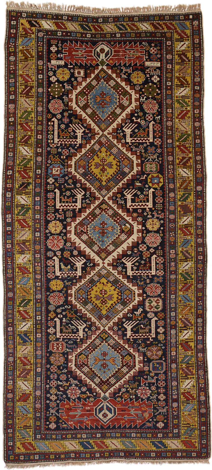Orientteppich Shiraz 135 x 300 cm Schurwolle handgeknüpft antik