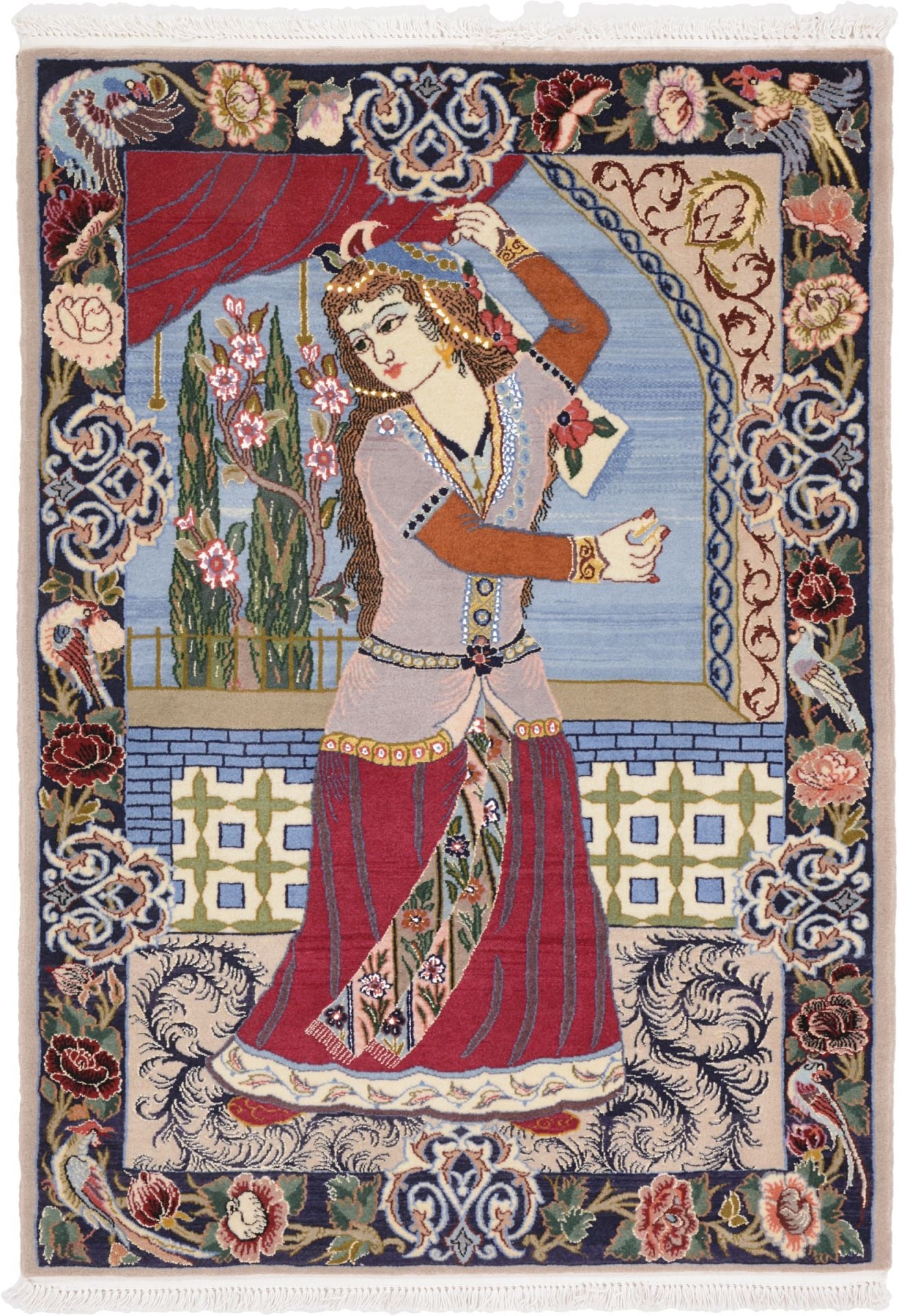 Perserteppich Isfahan 73 x 103 cm Schurwolle-Seide handgeknüpft