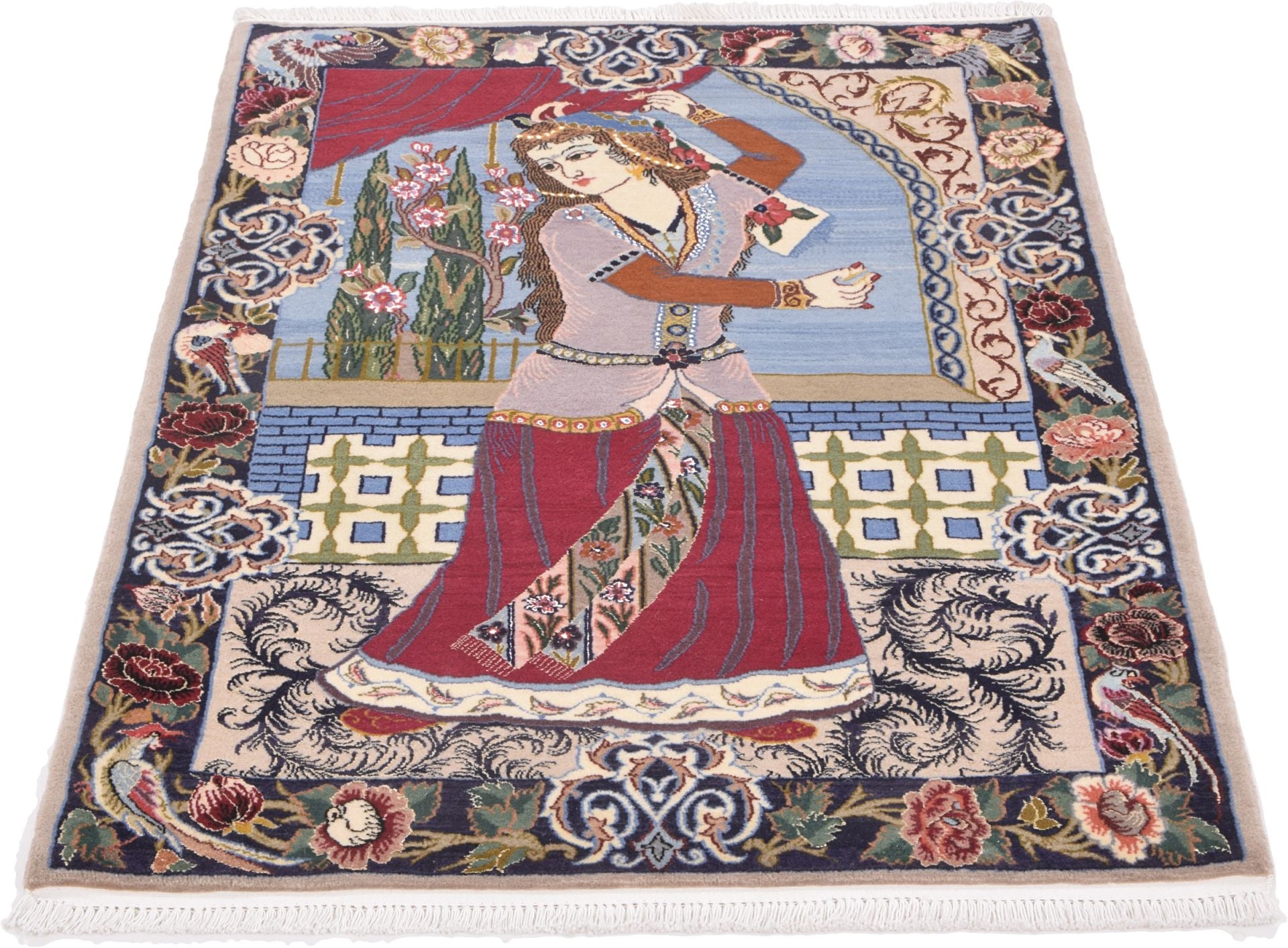 Perserteppich Isfahan 73 x 103 cm Schurwolle-Seide handgeknüpft