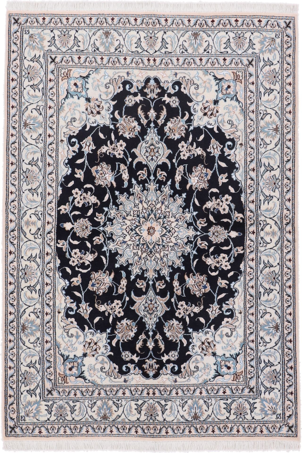 Perserteppich Nain 147 x 208 cm Schurwolle und Seide handgeknüpft
