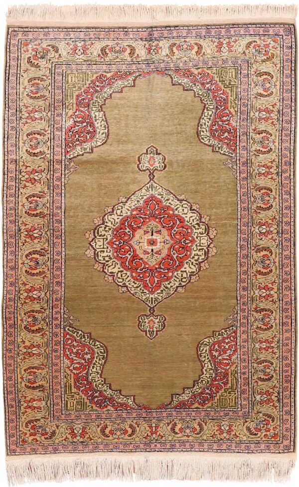 Orientteppich Kaiseri 117 x 178 cm Seide handgeknüpft antik