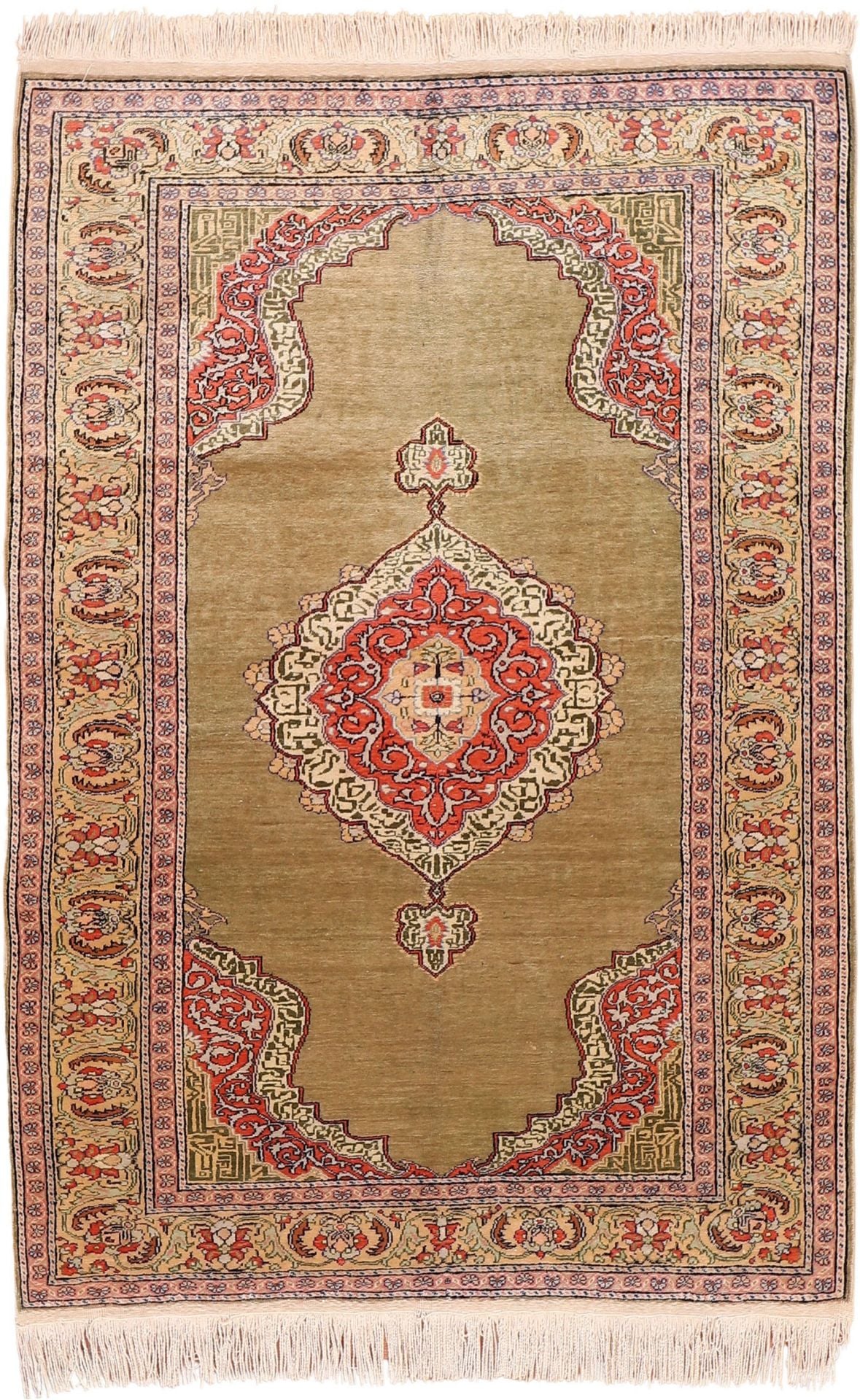 Orientteppich Kaiseri 117 x 178 cm Seide handgeknüpft antik