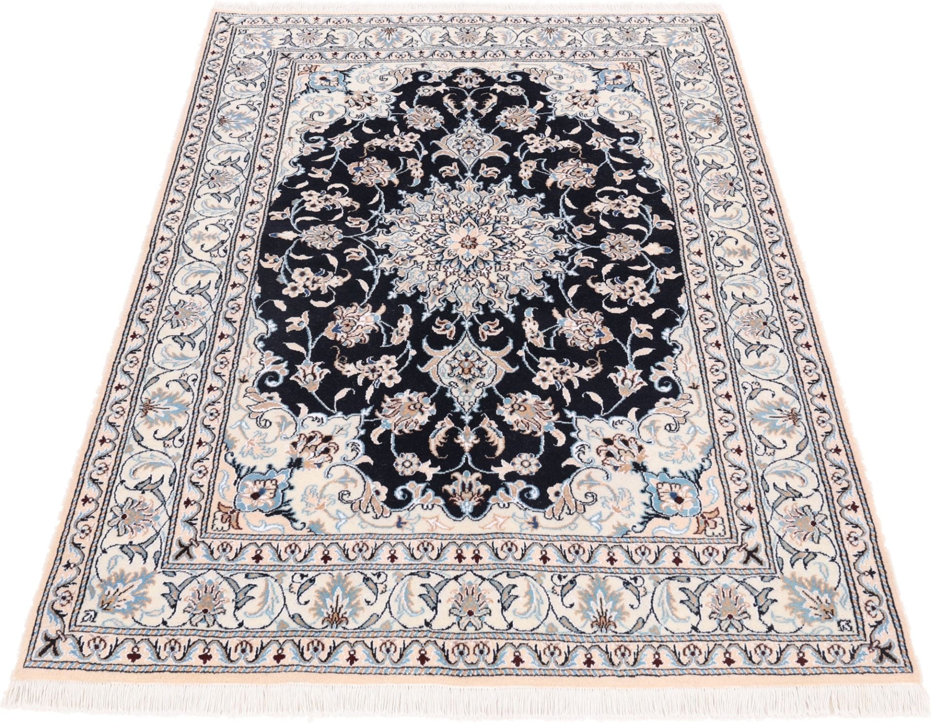 Perserteppich Nain 147 x 208 cm Schurwolle und Seide handgeknüpft