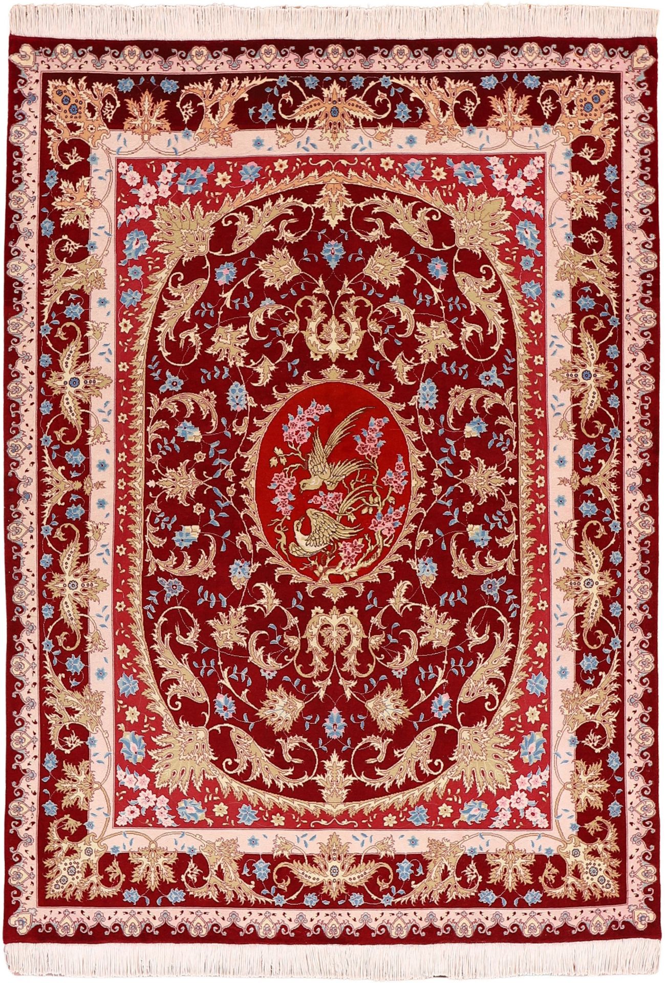Perserteppich Täbriz 156 x 208 cm Schurwolle Seide handgeknüpft