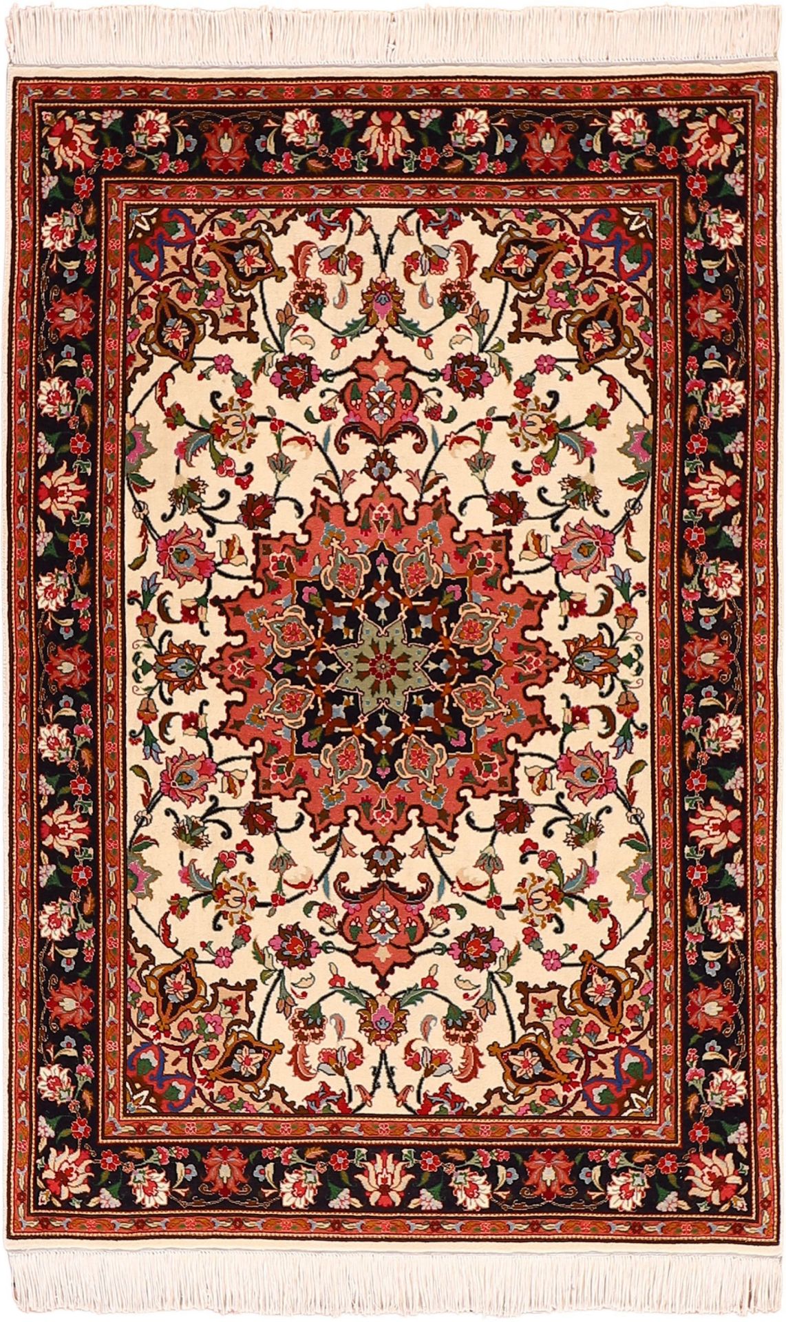 Perserteppich Täbriz 102 x 156 cm Schurwolle Seide handgeknüpft
