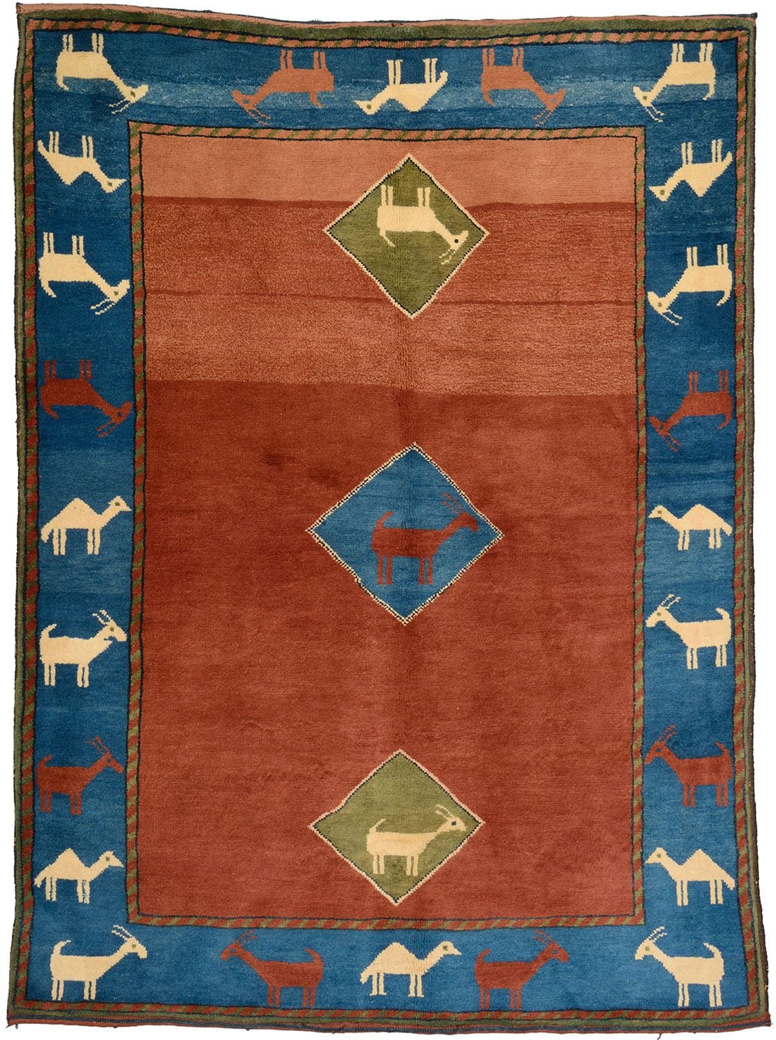 Orientteppich Gabbeh 146 x 200 cm Schurwolle handgeknüpft antik