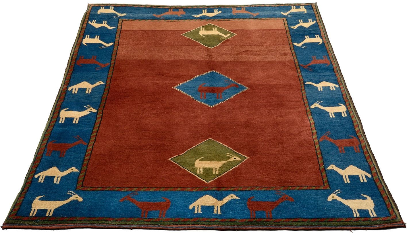 Orientteppich Gabbeh 146 x 200 cm Schurwolle handgeknüpft antik