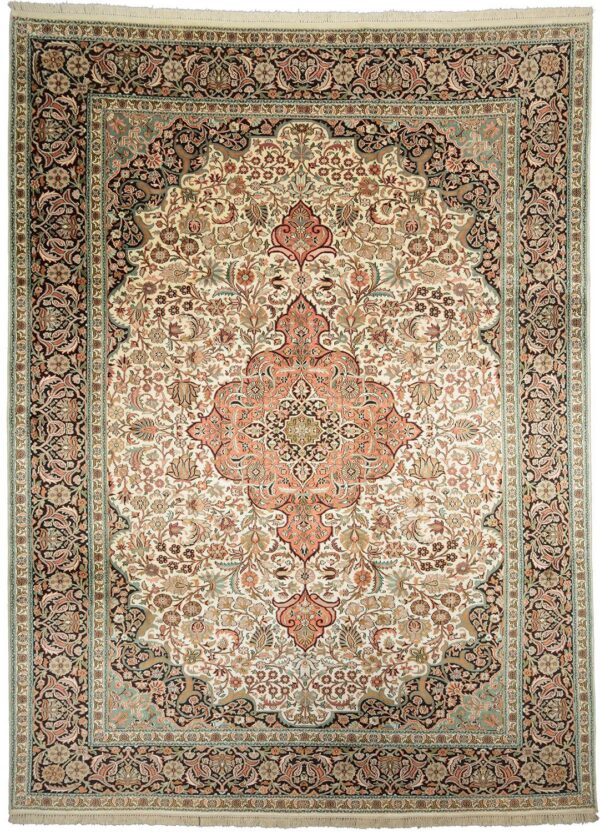 Orientteppich Kashmirseide 270 x 366 cm Seide handgeknüpft fein