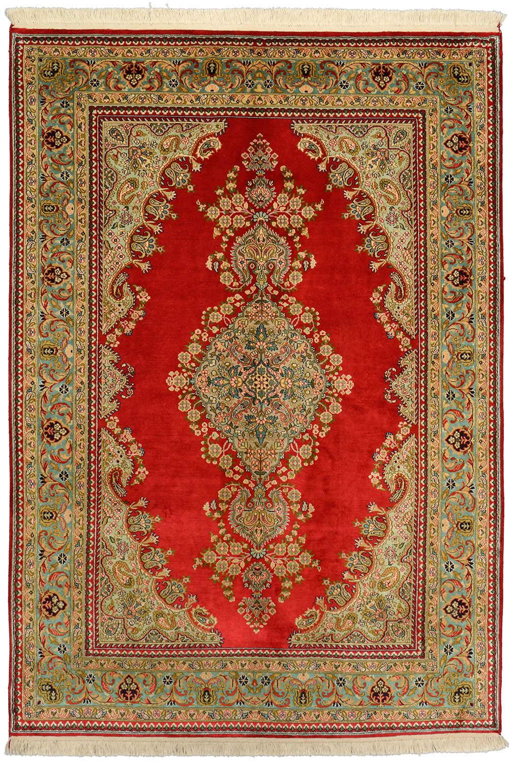 Orientteppich Kashmirseide 137 x 197 cm Seide handgeknüpft edel