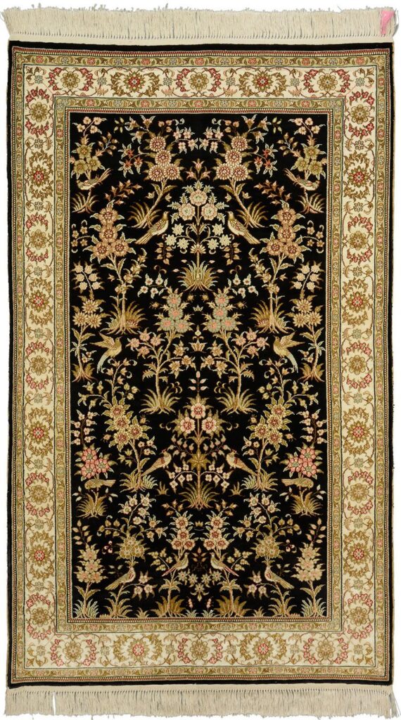 Orientteppich Ghom 93 x 155 cm Seide handgeknüpft exklusiv
