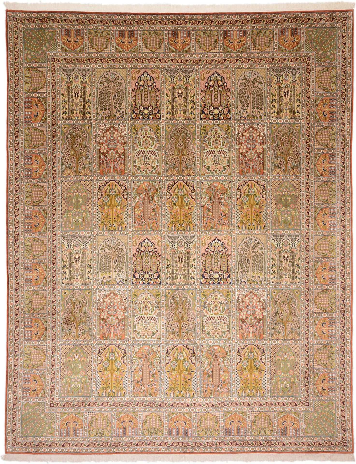 Orientteppich Kaschmir 250 x 318 cm Seide-Baumwolle handgeknüpft