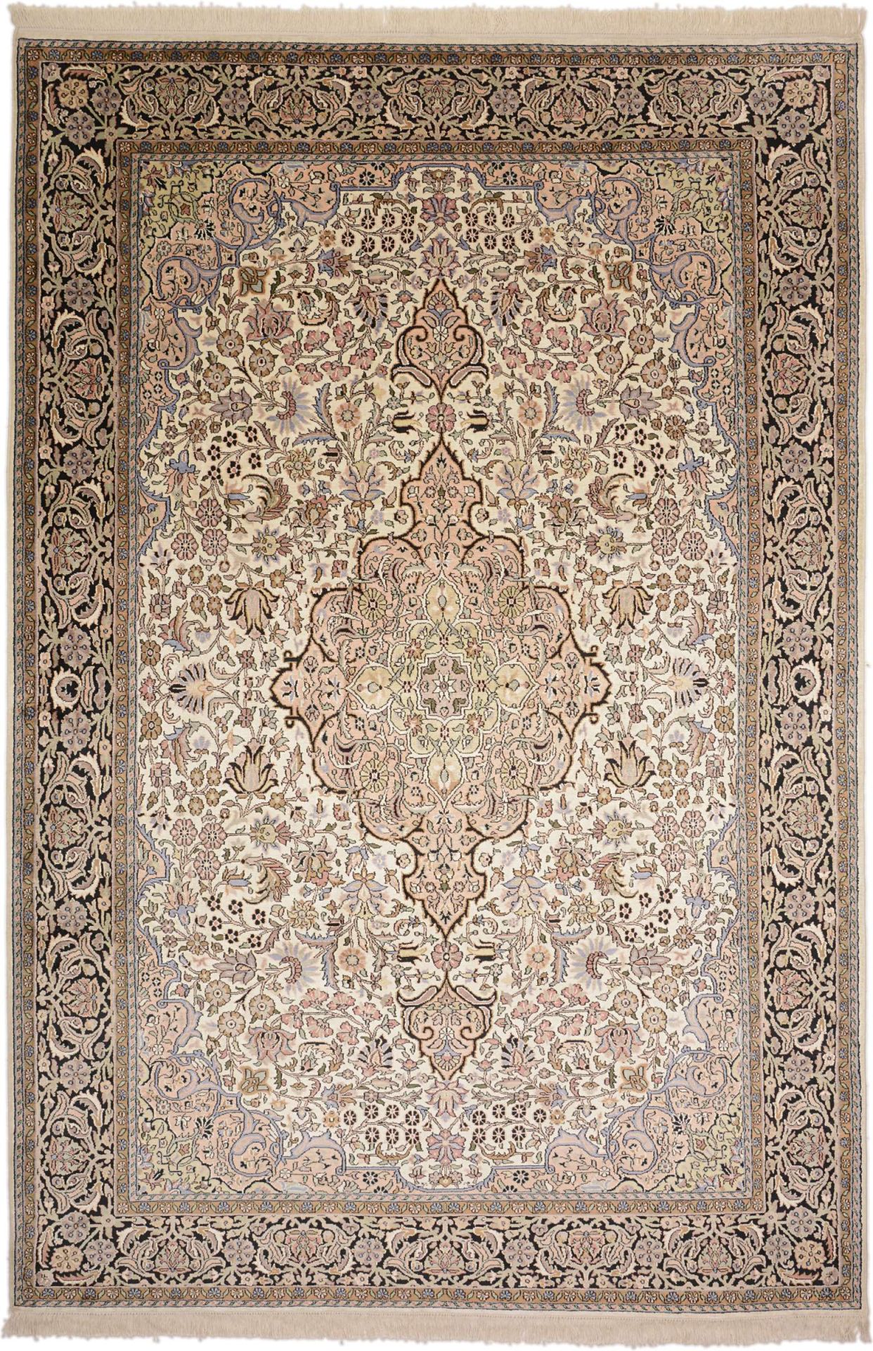 Orientteppich Kashmir 192 x 284 cm Seide handgeknüpft