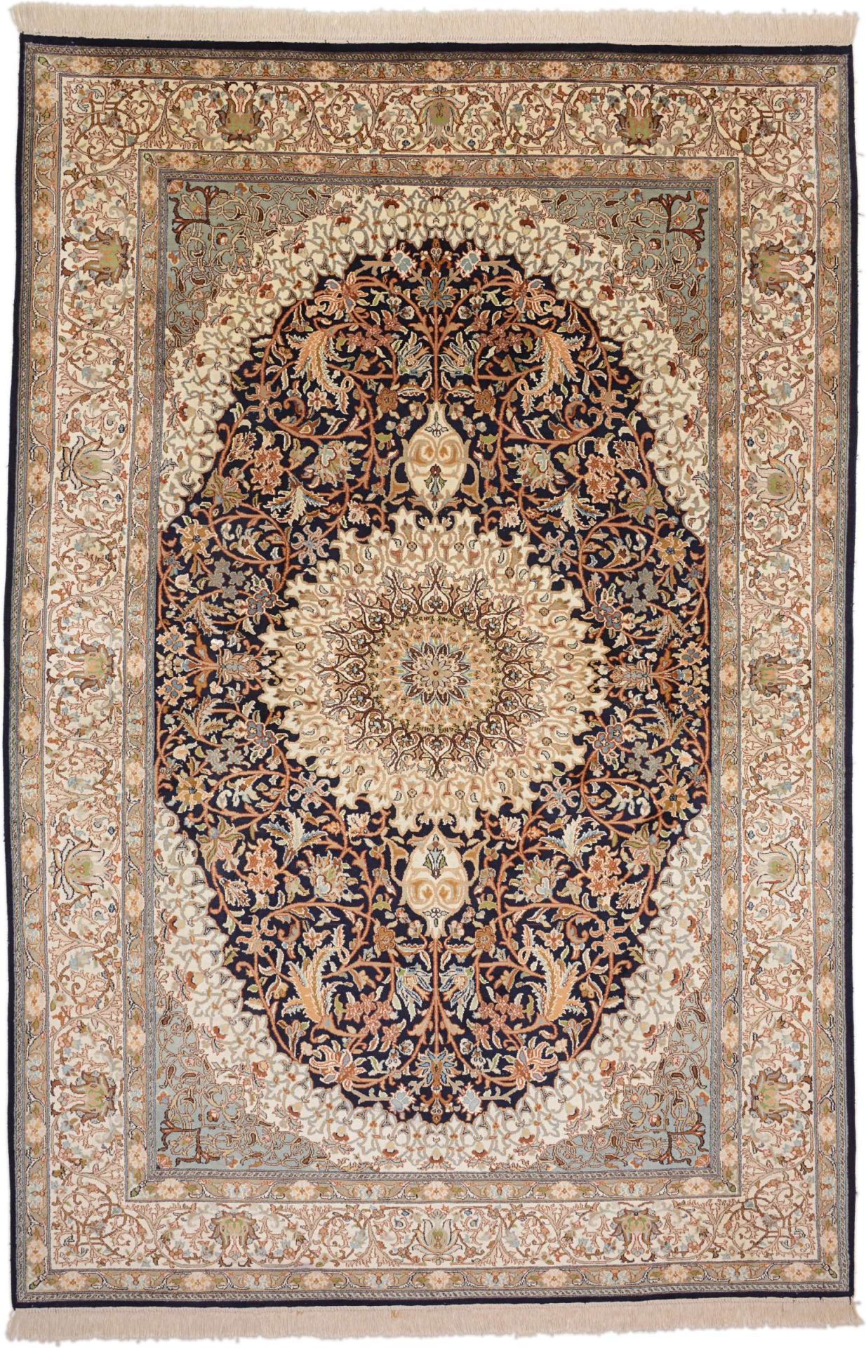 Orientteppich Kaschmir 187 x 282 cm Seide handgeknüpft