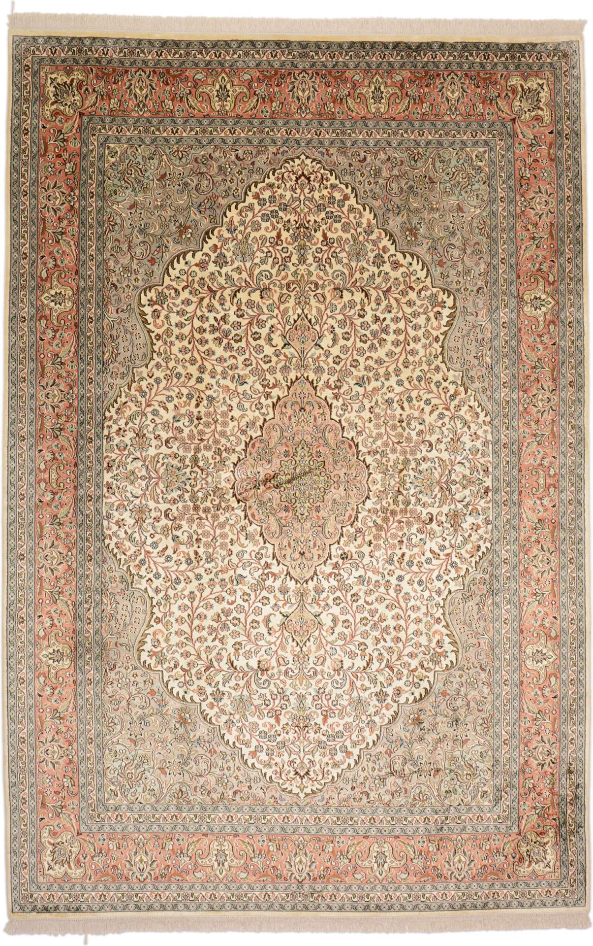 Orientteppich Kashmir 185 x 277 cm Seide handgeknüpft Pastell