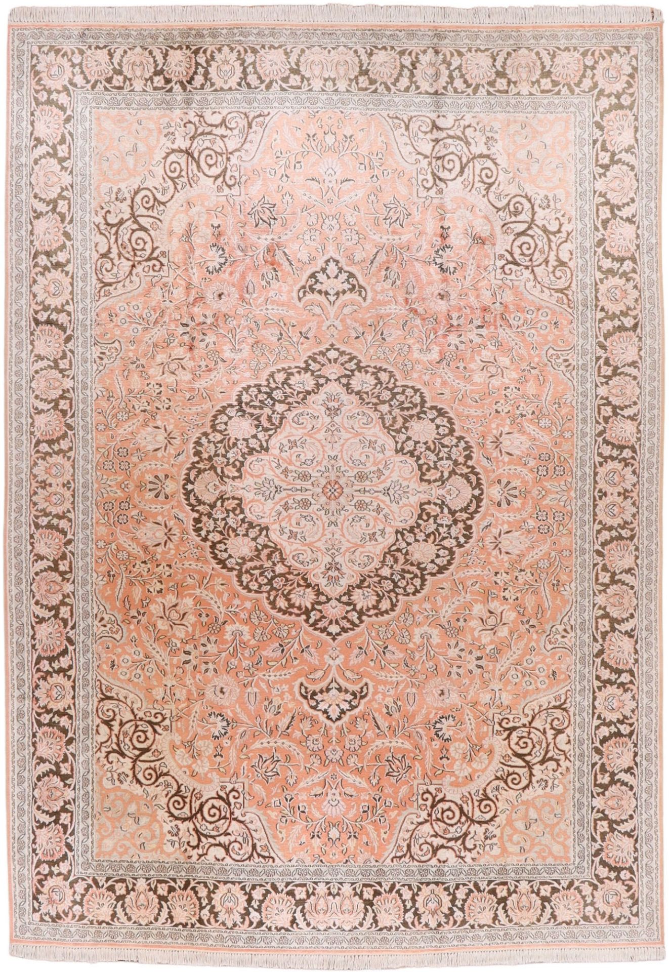 Orientteppich Kashmirseide 214 x 312 cm Schurwolle handgeknüpft