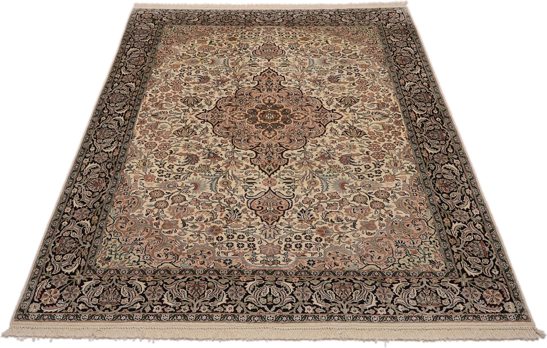 Orientteppich Kashmirseide 188 x 264 cm Seide handgeknüpft