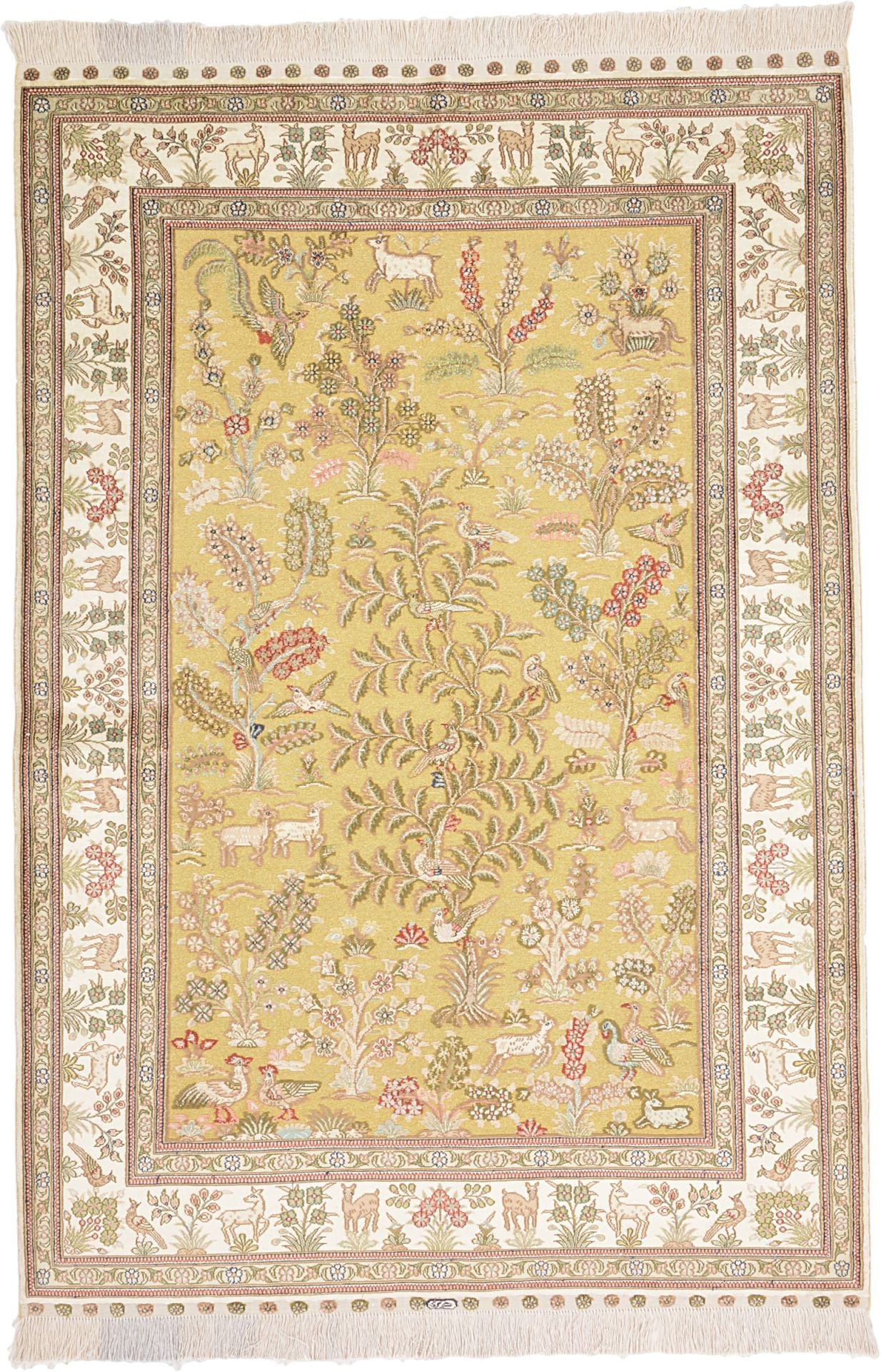 Orientteppich Hereke 126 x 186 cm Seide handgeknüpft